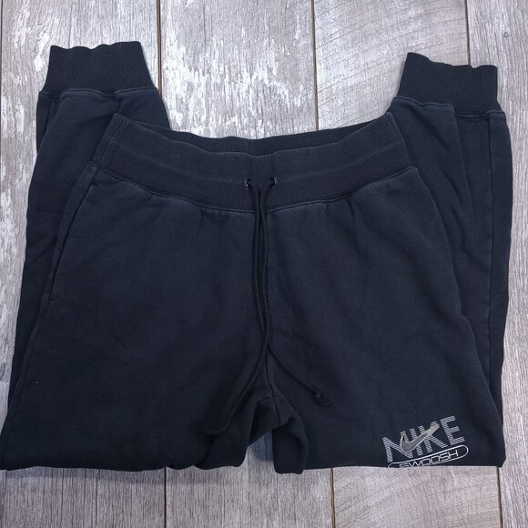Nike Sportswear Womens Large Black Swoosh Fleece Joggers High Rise Pullon Street - Picture 3 of 7